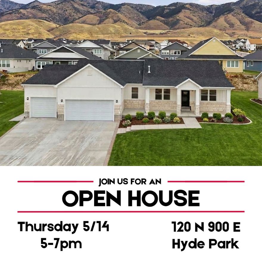Priced to sell!! Brand-new custom home on the east bench of Hyde Park with stunning panoramic, breathtaking views. Featuring rich knotty alder cabinetry, quartz countertops, 9-foot ceilings, and a spacious primary suite with separate tub and shower. The oversized extra deep 4 car garage with epoxy floors is perfect for storage and extra vehicles. Situated on a .29-acre lot with room to relax or entertain. Easy to show and NO HOA Square footage figures are provided as a courtesy estimate only and were obtained from the county records. Buyer is advised to obtain an independent measurement.