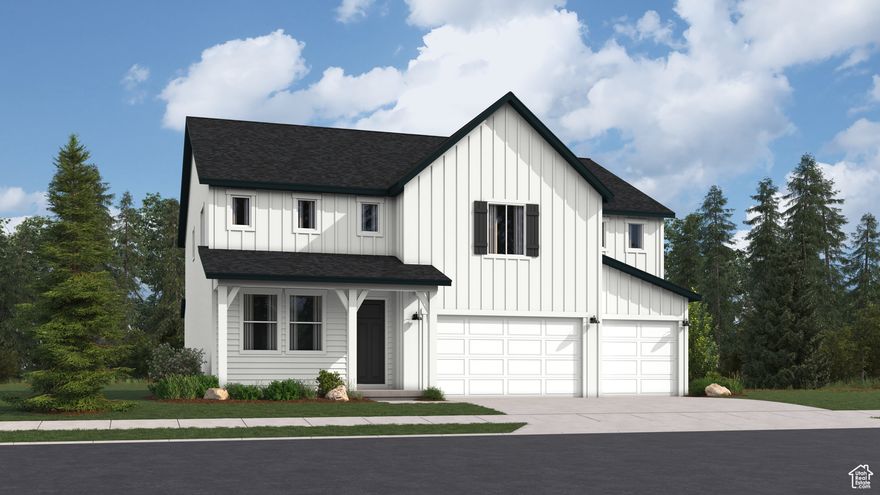 Parkway Fields - 4024 - Teton.  Estimated completion in January. This plan features 5 bedrooms, 3 bathrooms, 3 car garage, and a full, unfinished basement! On the main floor, you will find a spacious family room, a large kitchen with gray craftsman style cabinets, white quartz countertops, and stainless steel appliances including gas range and refrigerator, plus, a spacious guest bedroom and full bathroom. The second floor has 4 bedrooms including the owner's suite, and a secondary full bathroom. Square footage figures are provided as a courtesy estimate only and were obtained from builder.