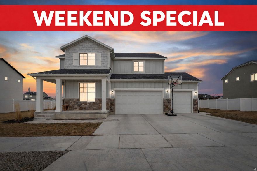 WEEKEND SPECIAL!!! Any offer received before February 3 we receive $8000 closing costs!!  Welcome to this stunning Syracuse home, designed for comfort, functionality, and effortless everyday living. The heart of the home is the beautifully appointed kitchen, featuring double ovens and elegant mitered-edge quartz countertops, ideal for cooking, hosting, and gathering. Just off the kitchen, the extended great room is flooded with natural light, creating a warm and welcoming space for relaxation or entertaining.  The home sits on a generous lot with excellent distance between neighbors, offering privacy and a sense of openness rarely found today. The backyard is a standout feature, backing directly to walking trails with no rear neighbors, providing peaceful views and an easy connection to the outdoors.  Upstairs, a large loft offers the perfect flex space, whether used as a movie room, game room, or kids' play area. Storage is abundantly available thanks to the large crawl space, offering room for everything you need to tuck away.  The surrounding neighborhood enhances the lifestyle even further. Enjoy miles of walking and biking trails, quick access to the community pool and pickleball courts, and several nearby playgrounds. A brand-new motocross bike trail and skate park add to the fun, while Syracuse Arts Academy and the brand-new Davis Elementary (opening this year) offer excellent education options close to home. With convenient access to Syracuse City Center, the new Davis Highway, and a massive sports park and complex opening this year, this location truly has it all.  This is the perfect blend of spacious living, modern conveniences, and an amenity-rich community, your ideal Syracuse lifestyle awaits.