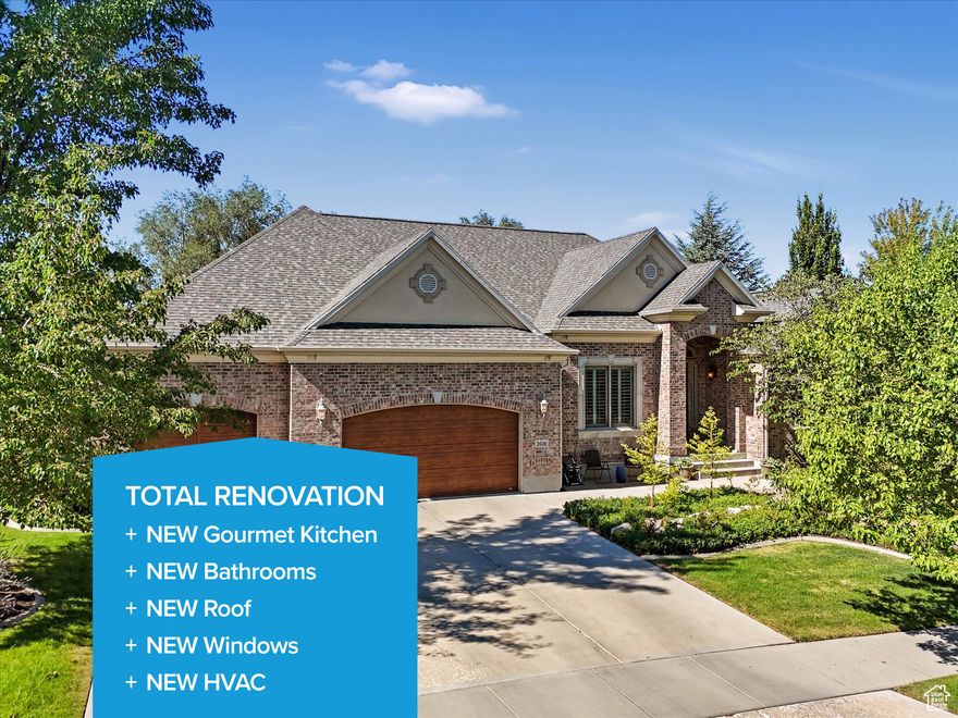 All new kitchen and new baths in this luxurious residence situated on an expansive 0.58-acre estate lot next to the Hidden Valley Country Club golf course with ample space for a future pool and pickleball court. This completely renovated home has had $640,000 in premium improvements since 2022 (see the attached upgrade summary). As you approach this exceptional home, the stunning exterior immediately captures your attention. From the welcoming entryway you can step into the inviting living room or elegant formal dining room-both perfectly designed for entertaining. The great room, a true centerpiece of this home, invites you to unwind and gather by the cozy gas fireplace. The all-new kitchen is nothing short of spectacular. It features custom cabinetry, gleaming quartz countertops, a pantry, and top-of-the-line appliances, including a 48-inch Wolf 6-burner range with a griddle plate, and a Thermador column-style built-in refrigerator and freezer-this kitchen is a culinary dream. The butler's pantry and beverage fridge ensure seamless entertaining, while the high-performance wood-clad range hood adds a sophisticated touch. The luxurious primary suite is a sanctuary of comfort with tall, sunny windows, vaulted ceilings, and a walk-in closet with a built-in organizer system. The all-new, spa-like primary bath is a retreat in itself, featuring a new soaking tub with traditional and exfoliating jets, a double vanity, and a separate shower with a beautifully tiled surround. The remaining three bathrooms have also been updated with new surrounds, tile flooring, vanities, countertops, and fixtures. This home is truly move-in ready with fresh paint, refinished hardwood floors, and new carpet. The finished basement, with 10-foot ceilings, offers a vast recreational room, a cozy play nook, four spacious bedrooms, and two full bathrooms-perfect for growing families or hosting guests. Additionally, you'll find a second laundry connection, a cold storage room, and two more storage rooms in the basement. Step outside to discover the professionally landscaped grounds, offering mature trees, a lush lawn, a new composite deck, a new patio, rock accents, and manicured plants. Other features include a new roof, new Renewal by Andersen windows, and new garage doors. Living in Draper, you are surrounded by world-class trail systems, breathtaking parks, and top-rated schools. The Valle di Villa subdivision also boasts a sparkling swimming pool, clubhouse, and walking path to enjoy.