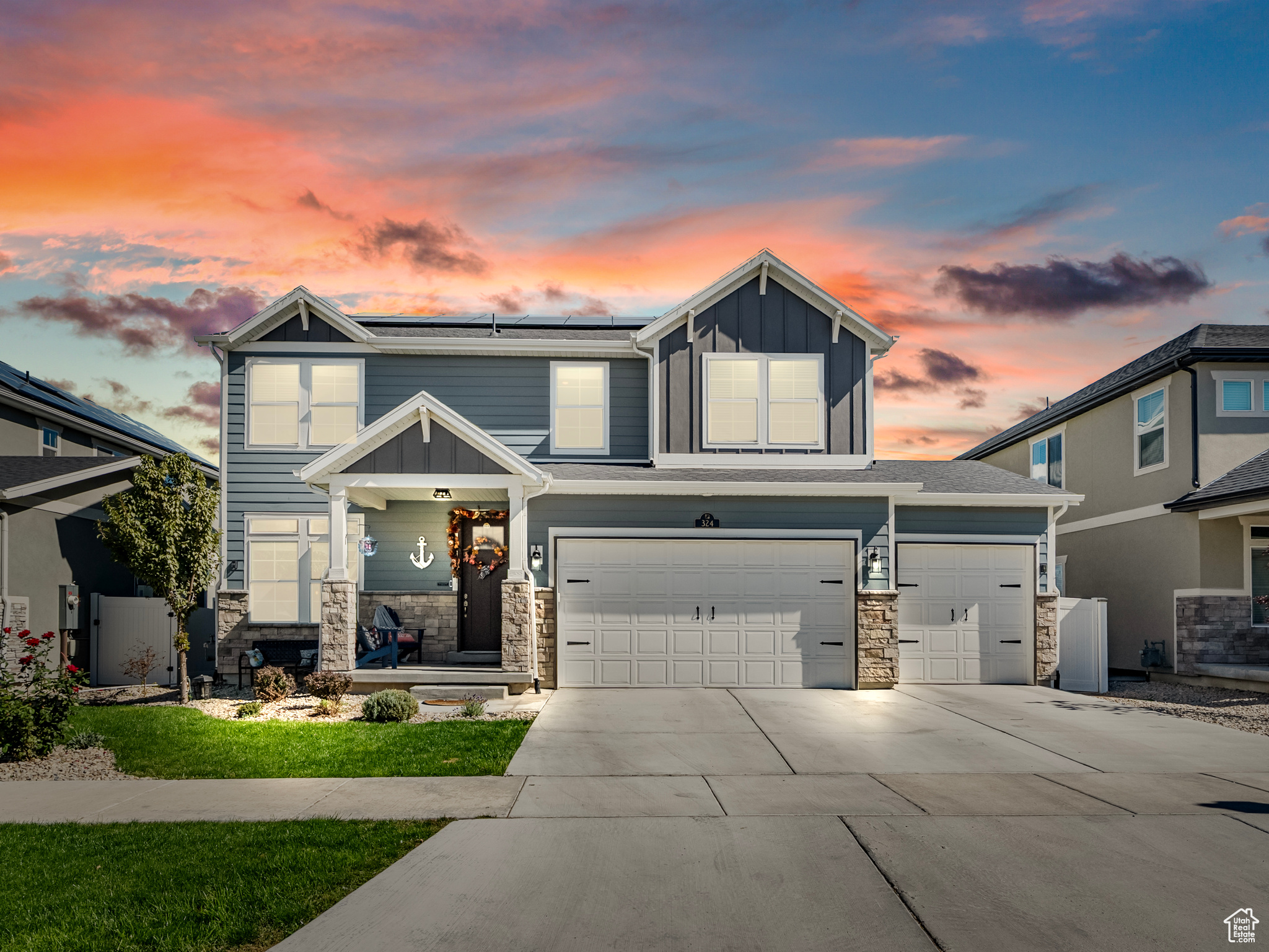 Your forever home! This home offers stunning views in a new and appealing community, complete with a community pool and numerous parks nearby. With large gathering rooms on each floor, there are ample hangout and entertaining spots for the whole family! SOLAR PANELS will be PAID OFF by seller at closing! 3-car garage with EV charging and a TON of storage! No backyard neighbors but parks, trails, a stream, and a gorgeous mountain view instead! Buyer and buyer's agent to verify all.