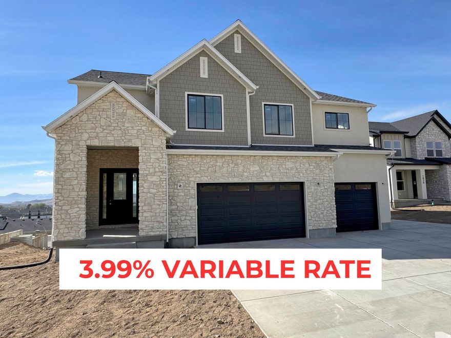 **OPEN HOUSE SATURDAY 4/11 FROM 12PM-2PM!!** AGENT WILL BE STAGED AT 1872 S 100 E PAYSON, UT. Please come there first to check in and to get more details!** 3.99% 5 Year ARM, 4.99% 30 year fixed, or $20,000 toward closing costs. (Terms and conditions apply) Come and see the Aubrey floor plan. Our newest in the Payson View South subdivision. This new home boasts views from all sides of the home! Beautiful views of the valley and Payson Temple from the back of the home, and unobstructed mountain views from the front door. You will have to see the sunset views to believe it! The Aubrey is a perfect gathering space with a large main floor dedicated to entertaining with soaring windows, a statement fireplace, and a spacious kitchen. Come and see what this 4,700 SF home is all about! To top it off, add a $20,000 preferred lender incentive! Reach out for all the details!
