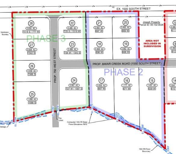 Map showing property parcels