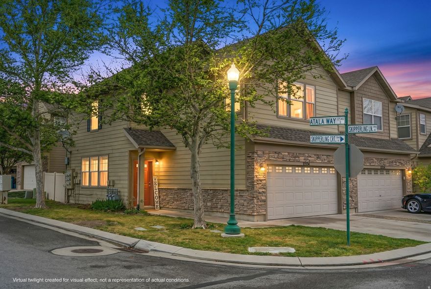 Desirable Monarch Meadows TownHome/Condo with stylish open floor plan with abundant natural light, three large bedrooms and 2.5 baths. The large primary suite feels like a private retreat with an oversized master bath and two separate walk-in closets (his & hers). Entertain or relax in the bright, spacious family room that flows to a private, fenced patio off the corner lot. Enjoy unbeatable convenience - shops and restaurants under 1/4 mile away and easy access to Mountain View Corridor, Bangerter Hwy and Redwood Rd - plus community perks including walking distance to the pool, expansive parks and an excellent trail system. A perfect blend of comfort, privacy and active-living convenience.