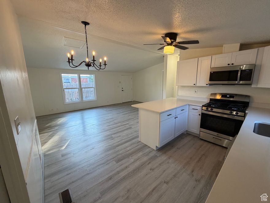 Newly renovated, affordable single-level living! This home features a new kitchen with quartz countertops, cabinets, and stainless steel appliances. The primary bedroom has a new bathroom with a large shower. The second bathroom is also brand new. The backyard is fully fenced, has a fire pit and koi pond, and is set up for a unique hosting experience. Check out the 3D tour above. All information herein is deemed reliable but is not guaranteed; buyer is responsible to verify all listing information, including square feet/acreage, to buyer's own satisfaction.