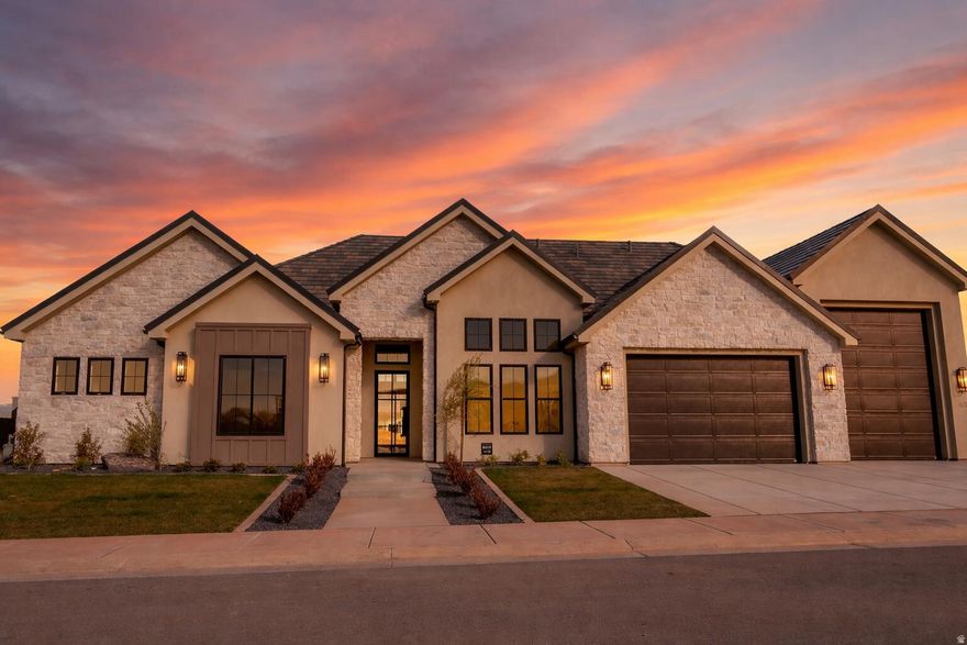 The Amara plan by Akre Custom Homes is a spacious single-level residence offering (4) four bedrooms including an office and (3) three bathrooms. Thoughtfully designed, this custom home seamlessly blends refined elegance with modern comfort. Its expansive single level layout includes a large three-car RV garage with extra depth and height and 220V Outlet plus an additional 220V EV car charging outlet, providing great space for vehicles and hobbies, all nestled on a beautifully landscaped lot. Each room is meticulously finished, showcasing sophisticated details and timeless style. The Amara Plan is a perfect balance of beauty and functionality, offering a tranquil haven for elevated living.