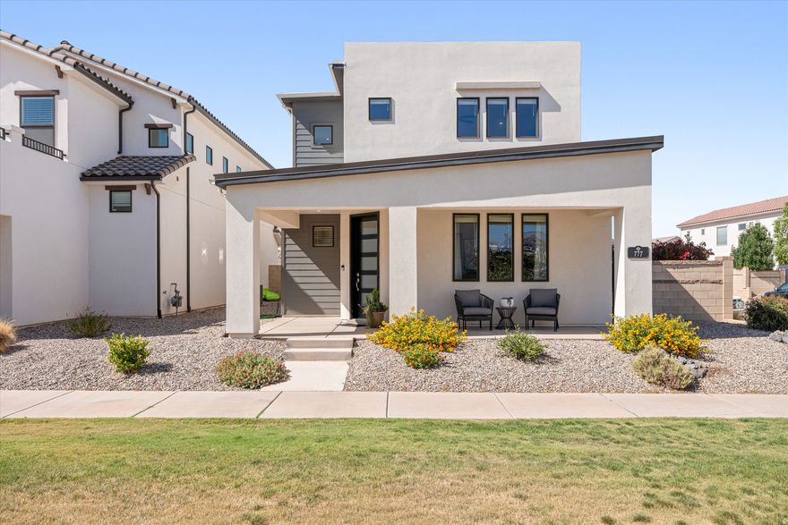 If you've been waiting for the perfect opportunity to buy in Desert Color, this is it! Welcome to 777 Red Marble Ln - an upgraded, spacious, low-maintenance home designed with comfort and convenience in mind. Featuring 3 large bedrooms, 2.5 bathrooms, and a versatile loft, this home is ideal as a vacation retreat or for comfortable year-round living. Situated on a large corner lot, the yard includes maintenance-free turf and a concrete pad with 220V electrical service ready for a hot tub. The oversized 3-car garage and extended driveway provide plenty of space for parking and storing all your toys. Additional upgrades include in-ceiling speakers with subwoofer in the family room (and wiring for future expansion throughout the home), a water softener and RO system, designer lighting, a Ring security system, and epoxy flooring in the garage.  Don't miss your opportunity to be part of this exclusive neighborhood where you get to enjoy  Desert Color's world-class amenities-including the lagoon, pools, trails, pickleball courts, and a new resident- only pool coming soon! Visit www.desertcolorca.com for community information.  Owner/Agent, Buyer to verify all listing details