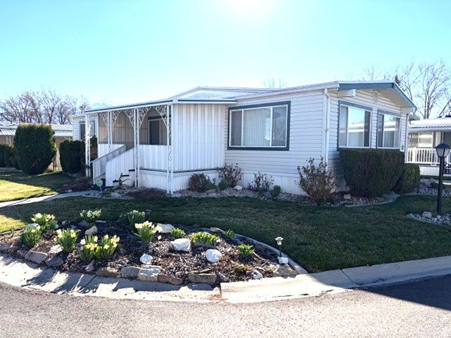 Move-In Ready 2-Bed, 2-Bath Double-Wide in 55+ Community!  This beautifully updated 1975 Silvercrest (60' x 24') offers low-maintenance, comfortable living in the quiet Monte Vista 55+ community. Highlights include a remodeled kitchen with all appliances, new carpet (2024), 2 fully updated bathrooms, a primary suite with jetted tub, and oversized storage shed. Secure and well-equipped, this home features a modern alarm system and a built-in wall safe-offering peace of mind and added protection for your valuables.  Recent upgrades: water heater (2023) and furnace/central air (2017). Enjoy outdoor living with a new back deck (2024) overlooking the backyard, along with an oversized storage shed-perfect for tools, hobbies, or extra storage.  Conveniently located near I-15, medical care, shopping, dining, and recreation. Move-in ready with charm, upgrades, and a prime location-perfect for affordable senior living! All information is deemed reliable but is not guaranteed and should be independently verified.