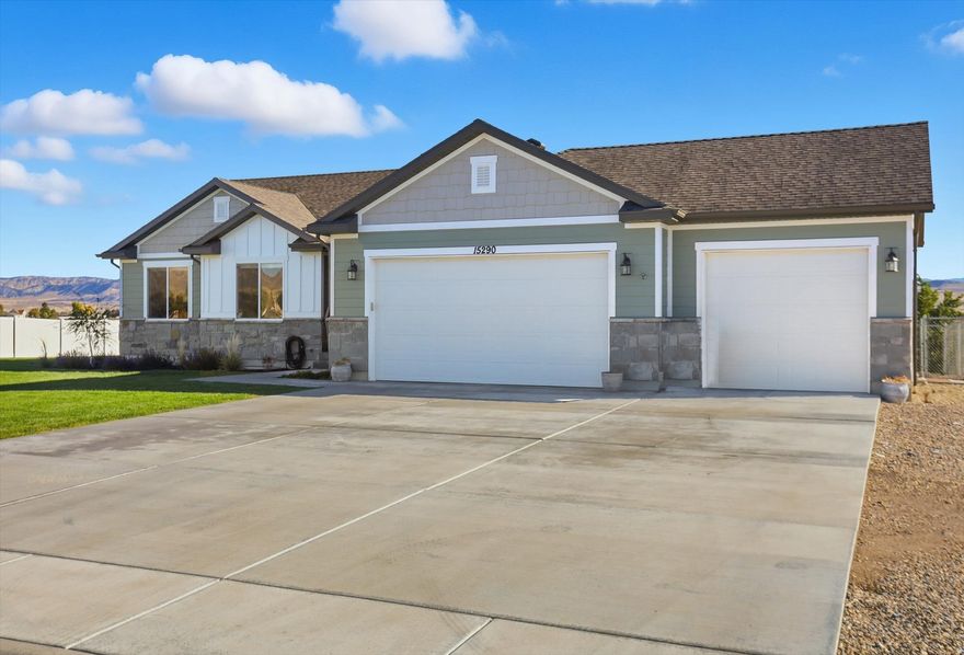 This beautiful 5 bedroom, 3.5-bathroom rambler offers over 3200 sq ft of spacious living  set on a generous .78-acre lot, it offers plenty of room to unwind, play, and take in the beautiful river views. Upgrades include: stained cabinetry, accent island, and granite countertops, sturdy LVP and tile flooring, grand master bathroom, ceiling fan, stylish custom railing. plumbing for a future soft water system, shelving in the garage, dog run and the additional kitchenette in the basement is perfect for potential mother-in-law suites or hosting dinner gatherings. This home gives a lifestyle you will love in Riverside, Utah.