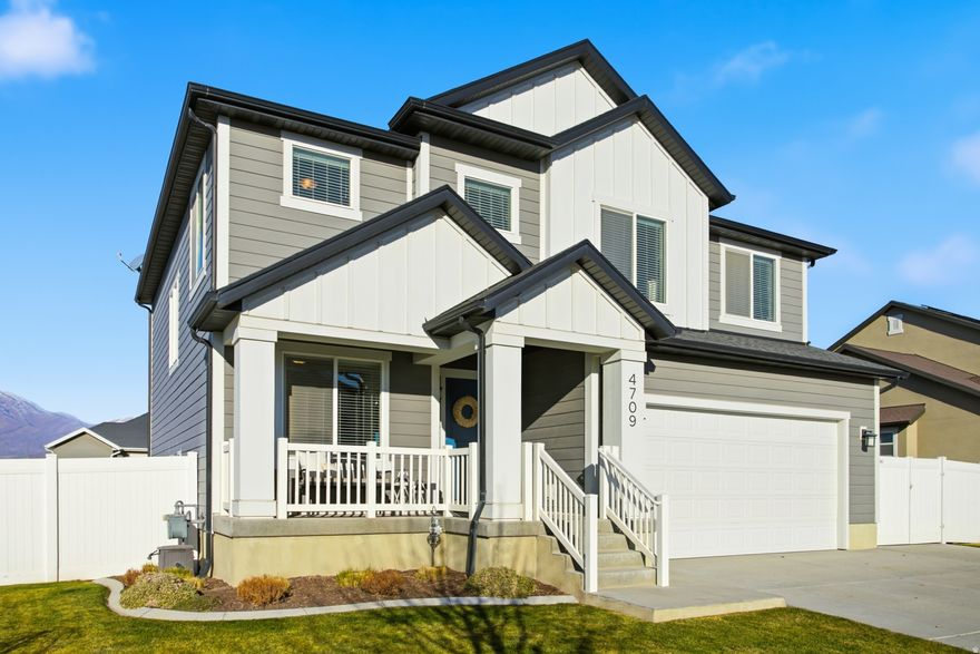 Open House Saturday Jan 10th, 11am-1pm. Welcome home to a lifestyle that blends comfort, space, and everyday ease! This pristine move-in ready home has upgrades galore! The open main level is filled with natural light and centered around a welcoming kitchen featuring granite countertops and stainless steel appliances-perfect for both daily living and entertaining. Bathrooms are finished with quartz countertops, adding a clean, modern touch throughout the home.  You'll love the built-in mudroom cubby bench!  Outside, the corner lot provides extra breathing room, and the fully fenced backyard includes a chicken coop, offering a fun nod to Eagle Mountain's homestead-friendly lifestyle. Enjoy nearby trails, parks, playgrounds, and mountain views, along with a strong sense of community and access to outdoor recreation.  Easy access to Eagle Mountain Ranch Bike Park, The Ranches Golf Club,  and Utah Lake, all with no HOA. Square footage was obtained from county records. Buyer is advised to obtain an independent measurement.