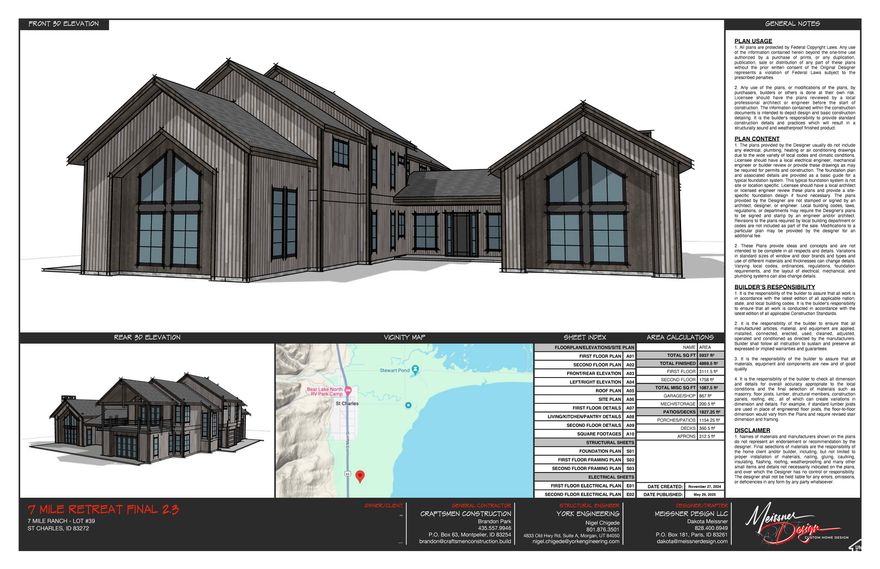 NEW BUILD-Close to the beach and amenities in Bear Lake's newest beachfront development of Seven Mile Ranch located in St Charles ID. Great design layout with an entry hall that separates open kitchen-dining-great room on one side and master suite and a second ensuite on the other along with extra big two car garage plus a toy garage.. 5 bedrooms (4 ensuite including bunkroom), 6.5 baths.  Seven Mile Ranch has fully paved roads and BEAR LAKE BEACH ACCESS plus these amenities: Community Center with heated indoor/outdoor pool, two hot tubs, fitness center, indoor sports courts, game room, restaurant, burger bar, SMR Outfitters (summer rentals), property management office. Plus a 7.5 acre interconnected waterway, 5 mile trail system for walking, running, biking and cross country skiing, a community park and event pavilion and RV/Boat storage (limited). HOA Remarks: