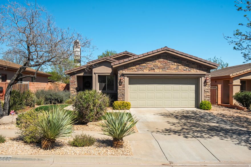 This well-maintained single-family home offers 3 bedrooms & 2 bathrooms in the highly desirable Coral Canyon community. Relax in a spacious, fully fenced backyard with a covered patio - backing directly to open space for added privacy. Enjoy access to amenities including pools, parks, pickleball, tennis, trails, an exercise room, & more. Conveniently located near I-15 & State Route 9, with quick access to top golf courses, Sand Hollow Reservoir, Quail Creek State Park, & just 50 minutes from Zion National Park. The home features a tankless water heater, spacious storage closet, & a 1-year-old shed for added functionality. Recent updates include a new sink, faucet, water softener, toilets, water pressure regulator, attic fan in the garage, & a metal screen door. Solar screens on the south & east windows help improve efficiency, making this home as practical as it is comfortable.
