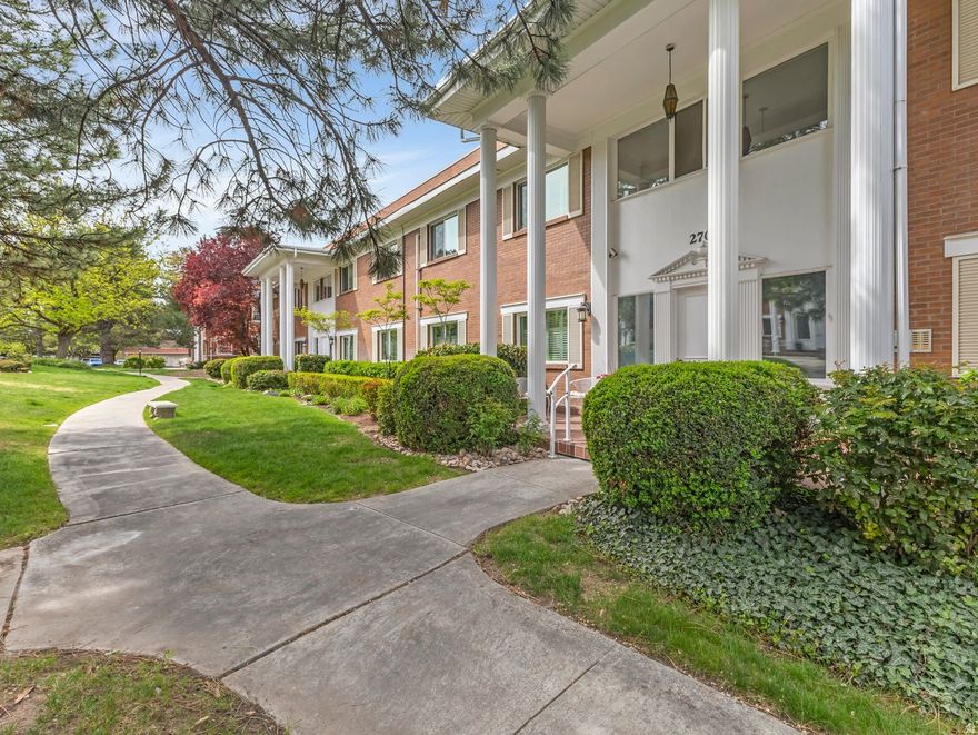 Beautiful! Immaculate! A lovely Home located in the Graystone Pines 55+ Community!  With gorgeous views of the courtyard, this home is classic elegance throughout!  A welcoming foyer opens to a large, open formal living and dining room-ideal for gatherings! The Formal Living and Dining room has plantation shutters enhancing the main living areas, adding timeless style and natural light. The spacious kitchen includes all the appliances, plus a convenient butler's pantry, perfect for both everyday living and entertaining. The large primary suite features a private bath and walk-in closet.  There is second bath, plus the second bedroom with full wall of handsome built-in's, which can also be used as den/office space. The Laundry Room has a utility sink and includes the washer and dryer. Tons of storage throughout! Enjoy the TWO-car dedicated parking, with access from a flat driveway entrance into secure underground parking with elevator access, plus an additional private storage room. It's a GEM!!!