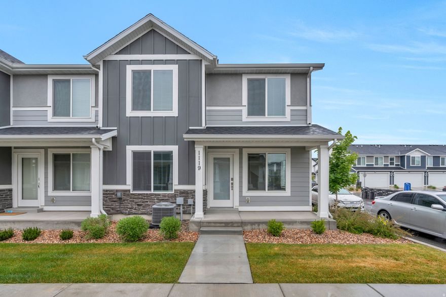 Well maintained end unit townhome in Provo's Osprey neighborhood. This home offers ample natural light provided by large windows throughout. The open concept main level features white cabinetry, a breakfast bar, and a seamless flow from the kitchen through the dining and living areas. The primary suite offers mountain views, an ensuite bathroom, and a walk in closet, while the secondary bedrooms take in beautiful lake views. Additional highlights include a two car garage with room for two additional vehicles in the driveway, generous crawl space storage, and a fully integrated smart home system controlling the thermostat, door lock, lights, Ring camera, and garage all from one app. HOA covers all landscaping and snow removal for a truly low maintenance lifestyle, and community amenities include a park, basketball court, two lighted pickleball courts, and a dog park. Perfectly positioned just minutes from I-15, Target, Home Depot, Smith's, the Provo Rec Center, and the Provo Airport. Measurements provided as a courtesy only, buyer to verify all info.