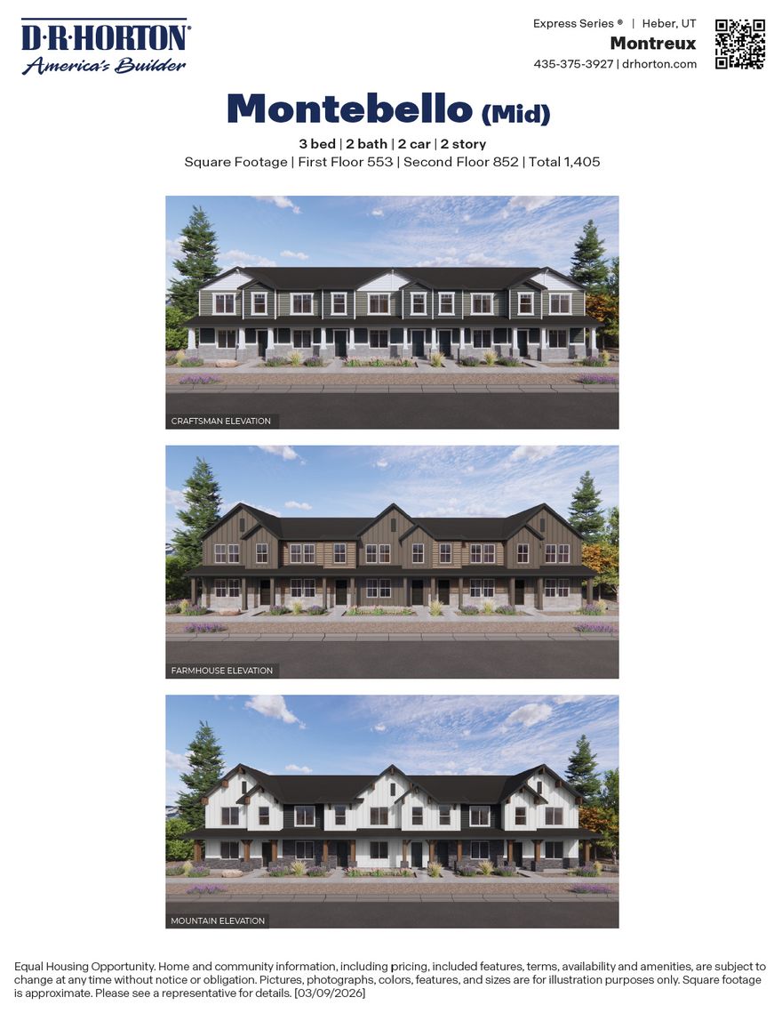 WELCOME!  The Montebello is a two-story townhome that offers 3 bedrooms, 2 bathrooms and a 2-car garage with a functional and open main floor layout. Interior features include quartz countertops, laminate flooring, modern cabinetry, a walk-in pantry, and a convenient mud room off the garage. Upstairs includes a laundry room, full bath, and a large primary suite with walk-in closet and private bath. The Home comes with a Smart Home Package, radon system, and builder warranty. Actual home may differ in color/material/options. Pictures are of finished homes of the same floor plan and may contain options/upgrades/ decorations/ furnishings not available at the advertised price. No representation or warranties are made regarding school districts and assignments; conduct your own investigation regarding current/future school boundaries. Buyer to verify all information.