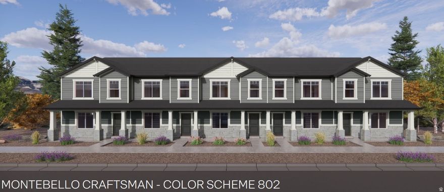 The Montebello is a two-story townhome that offers 3 bedrooms, 2 bathrooms and a 2-car garage with a functional and open main floor layout. Interior features include quartz countertops, laminate flooring, modern cabinetry, and large pantry. Upstairs includes a walk-in laundry room, full bath, and a large primary suite with walk-in closet and private bath. The Home comes with a Smart Home Package, radon system, and builder warranty. Actual home may differ in color/material/options. Pictures are of finished homes of the same floor plan and may contain options/upgrades/ decorations/ furnishings not available at the advertised price. No representation or warranties are made regarding school districts and assignments; conduct your own investigation regarding current/future school boundaries. Buyer to verify all information.