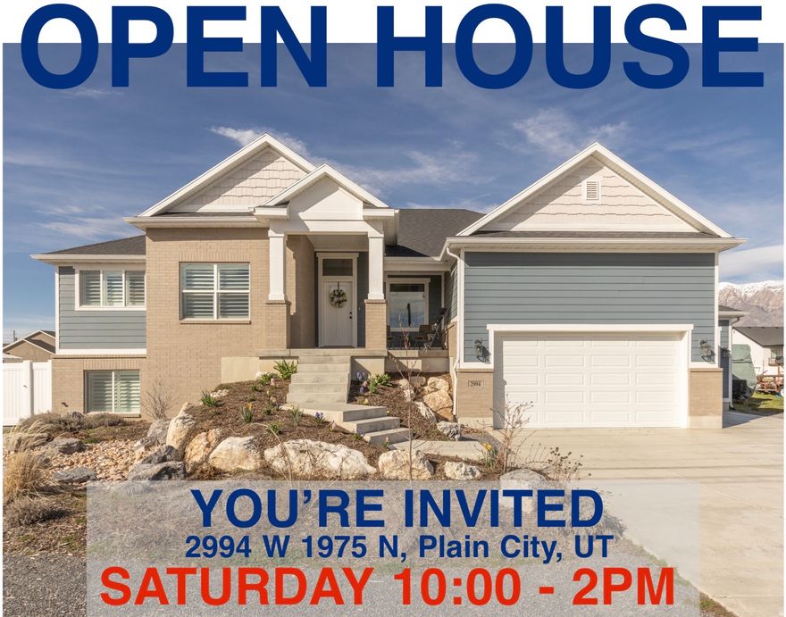 Looking to escape traffic and have wide open space?  This home is still close to conveniences, but in a quiet neighborhood. The extended 3 car garage with built in shelves offers space for all the tools.  Inside there is plenty of storage with 3 areas in the basement and a lot of closet space. There are 9 foot ceilings in the basement and a reverse 12 foot vaulted ceiling upstairs in the main living area. The kitchen has a gas stove, white cabinets with quartz counter tops, and a pantry big enough to store away all your appliances. Don't forget the master suite with a bathroom that doesn't want for space. Outside there is a covered deck and large cement patio for extra entertaining space with holiday lighting in the front. There is RV Space and an area for future builds too . Perfect for gardeners featuring eight garden boxes with flowers, rhubarb and strawberries already growing. The xeriscaped yard has elderberry, lilac, magnolia and raspberry bushes. There are many varieties of trees including: Apple, Aspen, Catalpa, Ginkgo, Peach, Pear, Nectarine, Tricolor birch, and Maple. You will not regret living in this neighborhood with amazing mountain views in the back too!! The chicken coop is negotiable.