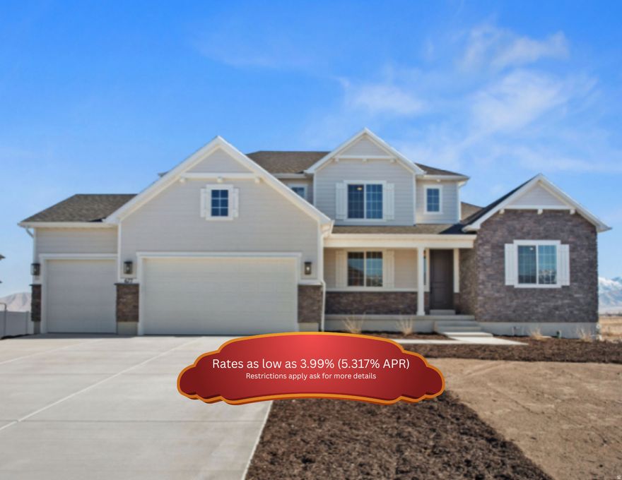 BACK ON THE MARKET! **Ask about our rates as low as 3.99%! Restrictions apply.** Contact us for more details!**This beautiful Jessica floor plan is a spacious 2 story with a vaulted ceiling entry that leads into the great room. The large kitchen island & family room provide ample space for family and entertainment. the large deck overlooks the spacious yard and beautiful mountain & Valley views. The owner's bedroom is on the main floor with a beautiful en-suite bath and closet. Three bedrooms upstairs with  two full bathrooms (one is also an en-suite in one of the bedrooms with a walk in closet as well). The 3-car garage provides plenty of space for your car and off-road toys to be stored.  8ft doors on the main floor with stunning vaulted ceilings, and 9ft basement. Pictures are of a finished home of the same floor plan and the available home may contain different options, upgrades, and exterior color and elevation style. Buyer to verify square footage. This home is NOW complete and ready to move in!