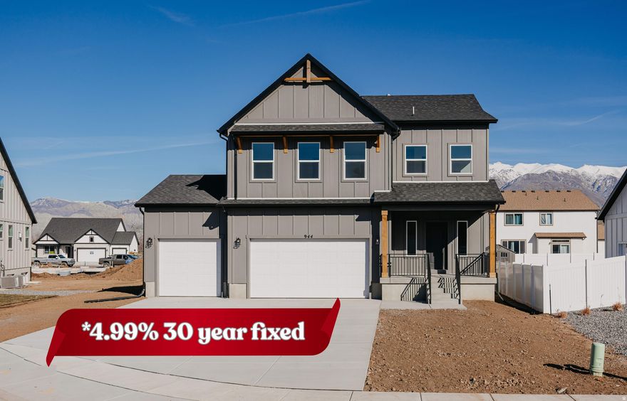 !!$45,000 FREE BASEMENT + PERMANENT RATE AS LOW AS 4.99% THROUGH PREFERRED LENDER!! - $126,165 in upgrades - 3rd Car Garage - Finished 9ft Basement - Whirlpool Gourmet Appliances - 6' x 5' Countertop and extended Cabinets on Kitchen Island - Spacious walk-in closets for ALL bedrooms - Smart Home systems featuring fiber internet - Extended Driveway - Full surround James Hardie siding - Quartz Countertops throughout - Upgraded matching cabinets and countertops in bathrooms and kitchen. The Rockwell is both stylish and functional with its 4 bedrooms, 4 bathrooms, and 3,156 total square feet. The bright entryway first leads to a convenient powder room and closet perfect for coats. It will then take you to the airy family room with its open-to-below design. This spacious area is perfect for lounging, entertaining, or spending time with family. In the kitchen and dining space, you'll find a large island, huge walk-in pantry, and upgraded gourmet appliances. Upstairs, the open railing provides a gorgeous view of your family room downstairs and extra light all around. Also on the second floor are the owner's suite, two other bedrooms, a bathroom, and a laundry room. The luxurious owner's suite bathroom includes a spacious vanity, walk-in closet, shower, and water closet. Within each bedroom is a walk-in closet so you get the space you want. You have the option to finish the basement for a large recreation room, an extra bedroom, and a bathroom. Transform the recreation room to fit your lifestyle as a playroom, movie lounge, or workout area, or more. Riverside Community offers a pickleball court, a play area, mountain views and lots of green space. Just minutes from premier shopping, dining, and effortless freeway access, Riverdale offers the perfect balance of tranquil living and everyday accessibility. Discover why we are regarded as the premier luxury home builder in Riverdale, delivering timeless design, quality craftsmanship, and enduring value. 4.99% with 5.27% APR. Conventional loan with 5% down and 780 credit score. Must use Builder's Preferred Lender. Additional conditions , qualification and restrictions may apply.  Some of the photos represent the same floor plan and may not reflect the exact finishes of this home.