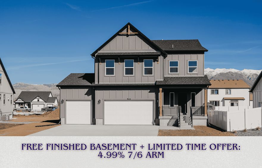 !! $45,000 FREE FINISHED BASEMENT incentive + Interest Rate Promo!! Front landscaping also completed! Experience refined living in this stunning farmhouse-inspired residence, thoughtfully crafted with a full Hardie exterior and a fully finished basement with 9' ceilings. The heart of the home is a designer gourmet kitchen, showcasing premier soft-close cabinetry, luxurious quartz countertops, and elegant finishes that flow seamlessly into an open-concept living space. Dramatic open-to-below architecture and upgraded designer lighting throughout elevate the home's sense of space, light, and sophistication.  Nestled within a highly coveted, golf-course-adjacent community, this home enjoys an exceptional Riverdale location-one of Northern Utah's most desirable areas-known for its convenience, prestige, and lifestyle appeal. Just minutes from premier shopping, dining, and effortless freeway access, Riverdale offers the perfect balance of tranquil living and everyday accessibility.  Discover why Fieldstone Homes is regarded as the premier luxury home builder in Riverdale, delivering timeless design, quality craftsmanship, and enduring value. Some interior photos reflect the same floor plan from a staged home. Interest Rate Promo: 4.99% with APR of 5.374% .  This loan is an adjustable rate mortgage. The interest rate are subject to change. Other Rate promos are available, Please inquire within. All mortgage products are subject to credit and property approval