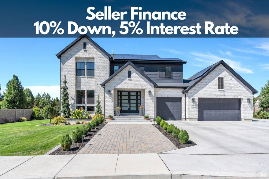 ***Oct 9 - Buyers financing fell through***    Seller finance terms: 10% down, 5% interest rate, 30 year loan term! Stunning modern two-story home in the prestigious Manila Creek Estates of Pleasant Grove. This residence combines timeless design with luxury finishes throughout. The kitchen boasts sleek white cabinetry, quartz countertops, a professional-grade gas range, and an oversized island. The dining area is bathed in natural light and flows seamlessly into the living area, highlighted by soaring vaulted ceilings and a cozy fireplace.The main-level primary suite features an ensuite bathroom with dual vanities, a soaking tub, a walk-in shower, and an expansive walk-in closet. Upstairs, you'll find a spacious loft with custom built-ins, two bedrooms, and a full bath. The fully finished basement offers another large living area with built-ins, a stylish kitchenette, three bedrooms, a full bath, and a cold storage, perfect for guests, entertaining, or multi-generational living. Step outside to your private backyard oasis with a covered patio, sport court, fire pit, and wide-open space for gatherings. Additional highlights include energy-saving solar panels, an oversized 3-car garage, and RV parking. This is more than a home-it's a dream lifestyle in one of Pleasant Grove's most coveted neighborhoods. Measurements provided as a courtesy only, buyer to verify all info.