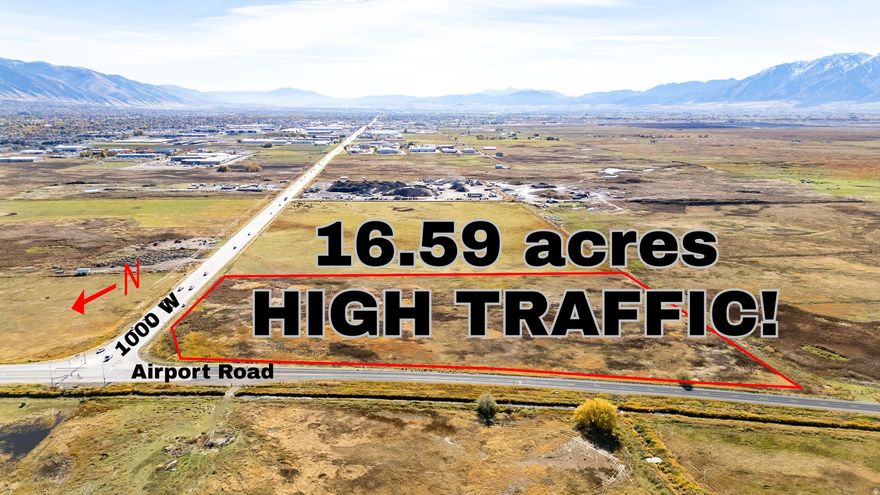 HIGH TRAFFIC  HIGH VISIBILITY  HIGH POTENTIAL Unlock the possibilities with this 16.59-acre parcel strategically positioned on the southwest corner of 1000 West and Airport Road. With exceptional exposure, access, and frontage, this property offers potential for future commercial or mixed-use development. Currently zoned Airport so use would ideally support the Logan Airport. Fully fenced and in Greenbelt right now, this site provides a rare opportunity to secure land that should only gain in value as growth continues! Whether you're a developer, investor, or visionary, this parcel offers the perfect foundation for your next project. See it now! This is where growth and opportunity meet. Buyer to verify all.