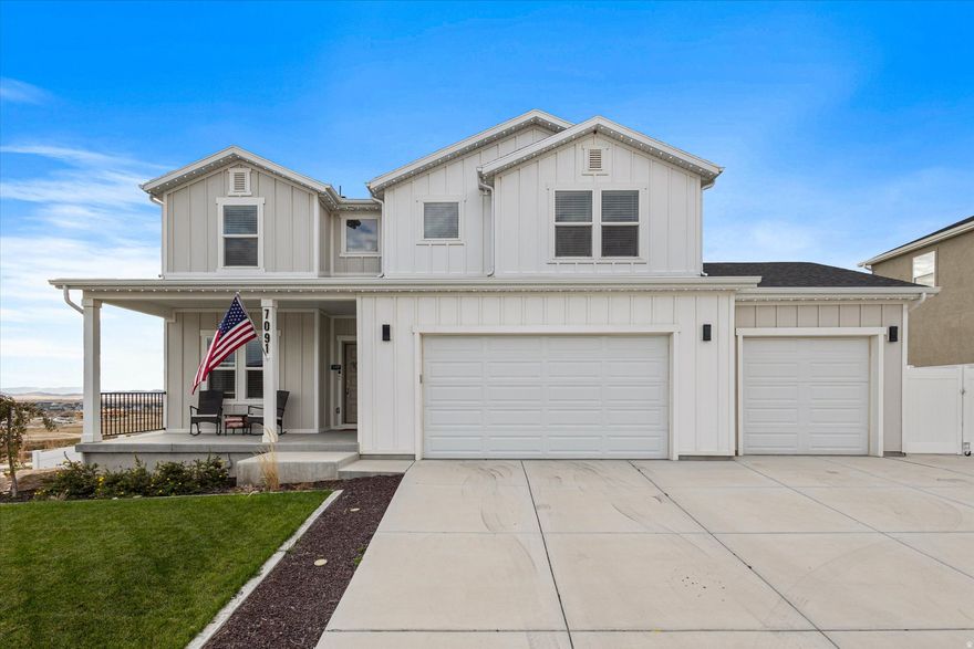 Beautifully Upgraded Home with Space to Expand in Eagle Mountain Don't miss this exceptional home, filled with upgrades and designed for comfort, convenience, and future potential. From the moment you walk in, you'll notice the attention to detail-starting with the custom feature fireplace in the family room, complete with an 80-inch mounted TV and built-in sound system, all included. A spacious main-floor den offers the perfect spot for a home office, playroom, or flex space. The kitchen is both functional and stylish, featuring a walk-in pantry for ample storage. Upstairs, the master suite feels like a private retreat, offering vaulted ceilings, a generous walk-in closet, and a luxurious ensuite with a separate soaking tub and shower. Step outside to a backyard that's made for both relaxing and entertaining. Mature trees provide shade, while the dual decks, patio, and professional landscaping create a serene outdoor space that includes a hot tub-perfect for unwinding year-round. A shed and swing set are also included, along with an RV pad behind a secure gate-plus extra parking in front for added convenience. Energy savings and modern comfort are a bonus, thanks to solar panels, a tankless water heater, and a whole-home water filtration system (including a water softener and UV filter). Permanent trim lighting adds the perfect finishing touch, offering year-round ambiance and curb appeal. The unfinished basement provides even more possibilities, with a separate entrance to the backyard-ideal for future bedrooms, a home gym, or even a rental setup. With smart home features, thoughtful finishes, and room to grow, this home checks all the boxes. Schedule your tour today and see the difference for yourself!