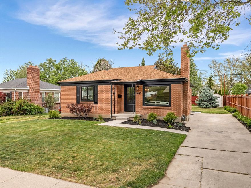 1437 E 3150 South is a fully remodeled brick rambler in Millcreek's Mountair neighborhood, offering 4 bedrooms, 2 bathrooms, and a thoughtful layout that feels fresh but still true to the home's midcentury roots. The main floor features a bright living room with a fireplace and large picture window, a formal dining room, and an open kitchen with honed Taj Mahal quartzite countertops, warm cabinetry, brand new appliances, and light hardwood flooring that ties the spaces together. Two bedrooms and a full hall bath on this level create a convenient mainfloor bedroom cluster, while the finished lower level adds a comfortable second living area, two additional bedrooms-including a spacious bedroom with an ensuite bathroom featuring a Euroglass walkin shower-and a finished utility room that keeps storage, laundry, and mechanicals organized. Behind the scenes, the renovation includes new PEX and ABS plumbing, new sewer liner with a 50 year warranty, updated electrical service and panel, a new ondemand tankless water heater, heating and cooling systems updated in 2023, and a newer roof, providing buyers with confidence in the home's major systems. Outside, a private backyard with a covered patio offers an easy spot for play, pets, or outdoor gatherings, all within minutes of Millcreek Commons, local dining and shopping, parks, freeway access, and key Salt Lake destinations; square footage figures are provided as a courtesy estimate only and were obtained from county records, and buyers are advised to obtain an independent measurement.One of the owners is a  licensed Real Estate Agent.