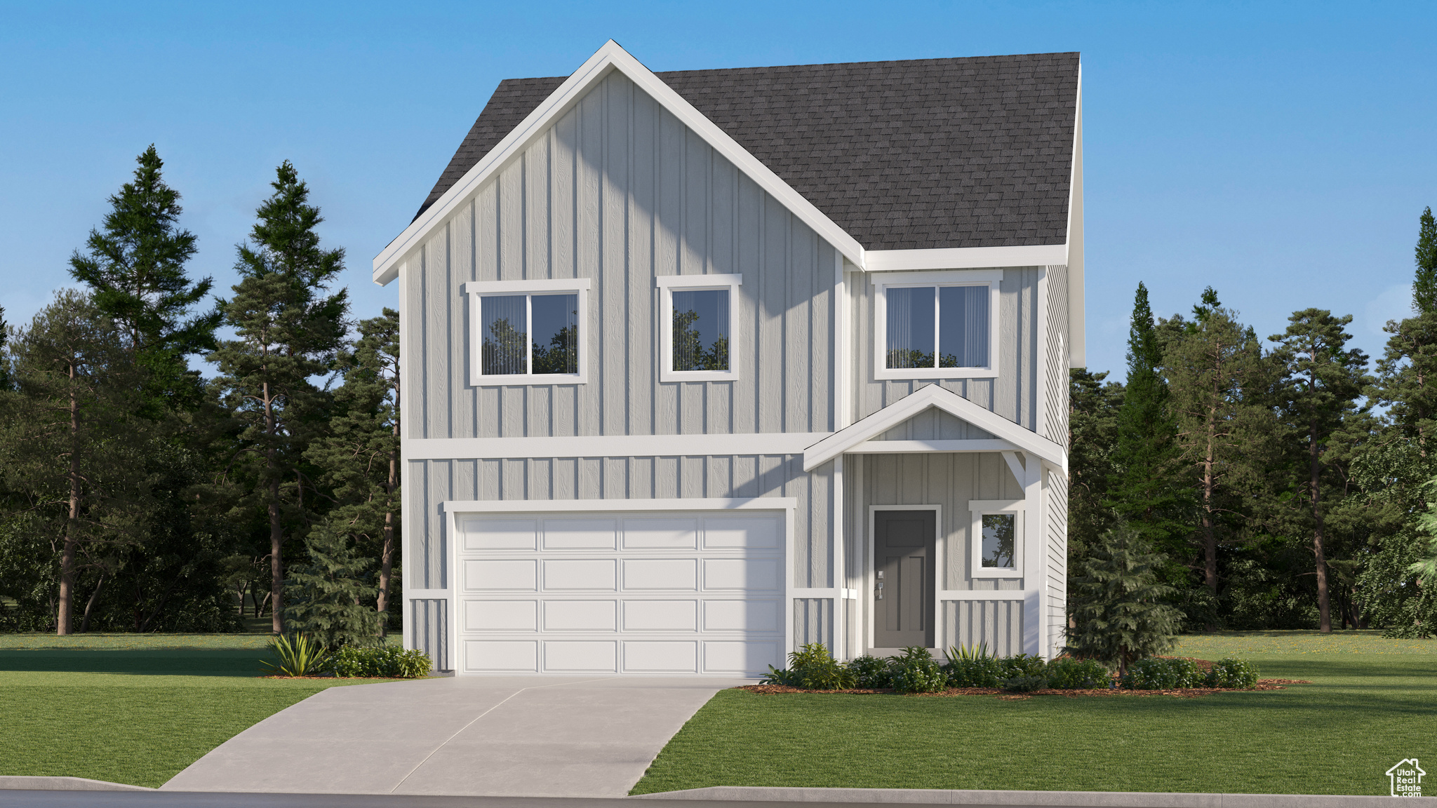 Wander - 574 - Wasatch - Offering rates as low as 4.99% (5.019% APR) when financing through Lennar Mortgage! Estimated completion in March. This home includes 3 bedrooms, 2.5 bathrooms, vaulted ceiling open to below and 2 car garage. The main floor offers a family room, mudroom, dining area and a kitchen that boasts white cabinets and white with grey veining quartz countertops. Upstairs has three bedrooms, including the luxurious owner's suite with walk-in closet, a convenient laundry room, and master bath suite. Square footage figures are provided as a courtesy estimate only and were obtained from builder. Buyer is advised to obtain an independent measurement. Interior photos are of same style of home but not actual home. Rendering is for illustrative purposes only.