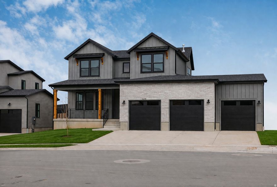 If you've been waiting for the right home in Traverse Mountain, this is the moment-and it won't last. Located in the final phase of Canyon Point, this is one of the last opportunities to own a brand-new home in this highly sought-after community, where demand continues to outpace supply and remaining homes are quickly disappearing. Set on a premium canyon homesite, this stunning farmhouse two-story was intentionally designed to capture breathtaking valley views while offering the perfect balance of luxury, comfort, and everyday functionality. The highly desirable Sage floor plan features a main-level owner's suite and an open-concept layout highlighted by soaring ceilings and a dramatic two-story fireplace with custom shiplap detail that creates an unforgettable first impression. The home is loaded with upgrades that today's buyers are actively searching for but rarely find in one property. Enjoy a covered deck with sweeping valley views, a fully finished walkout basement ideal for entertaining or multi-generational living, and a highly coveted four-car garage. The exterior is elevated with striking black windows, adding a modern farmhouse aesthetic that stands out instantly. Inside, the gourmet kitchen is designed to impress with a premium KitchenAid appliance package, cabinetry extended to the ceiling, and tile carried all the way up for a clean, high-end finish. Quartz countertops are featured throughout, including a large island, while designer gold-finish pendants and faucets add warmth and sophistication. The owner's suite delivers a true retreat experience, complete with an on suite bath that includes a walk in shower and a Maxx Brioso freestanding tub. Situated on a spacious .22-acre lot, this home provides a level of space and privacy that is becoming increasingly rare along the Wasatch Front. With completion scheduled for early August, this home is perfectly timed to hit the market as buyer demand peaks. And with Canyon Point nearing full build-out, opportunities like this are quickly vanishing. Living in Canyon Point means enjoying one of the Wasatch Front's last hidden gems, where hiking and biking trails begin right outside your door, a peaceful mountain setting surrounds you, and yet shopping, dining, and top-rated schools are just minutes away. Residents also enjoy access to a luxury clubhouse, fitness center, resort-style pool, and sport courts, creating a lifestyle that is difficult to replicate. Contact the primary listing agent and visit the model home today to experience the builder's finishes firsthand and learn more about the property-because once this home is complete, expect strong traffic and fast movement. Seller willing to contract on the home now.