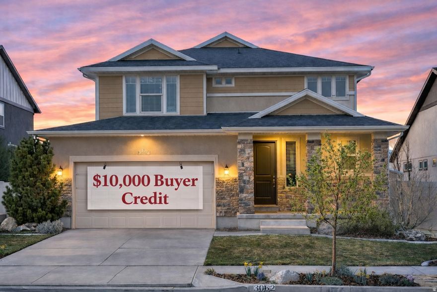 **Seller is offering a $10,000 incentive which Buyer may allocate at their discretion toward a rate buydown, closing costs, and/or price reduction.** You've seen the pictures and read the listing details, come see this house; it will empower your decision more than any AI generated fluff. But if you insist on reading more details, here are our favorite features: Former model home - 2x6 construction, foundation French drains, transom windows. Finished basement - kitchen, 4th bedroom, 3rd bathroom, sitting area, wired for surround sound, mini-split and waterproof bamboo floors. Built-in storage throughout - cherry laundry room cabinets, maple half-wall cabinets, extensive closet shelving, a shed with electrical. Garden - 3 seasons of blooms, 6 months of fruit, 9 mini fruit trees (plum, cherry, almond, white nectarine, yellow nectarine, pluot, 4-in-1 pear, pomegranate), 2 grape vines, water wise park strip and smart irrigation.  View of the Point of the Mountain - no rear neighbors to block the skyline.  Tight community with families who know your name, who will respond to last minute ingredient requests on the group chat and join in with the fireworks.