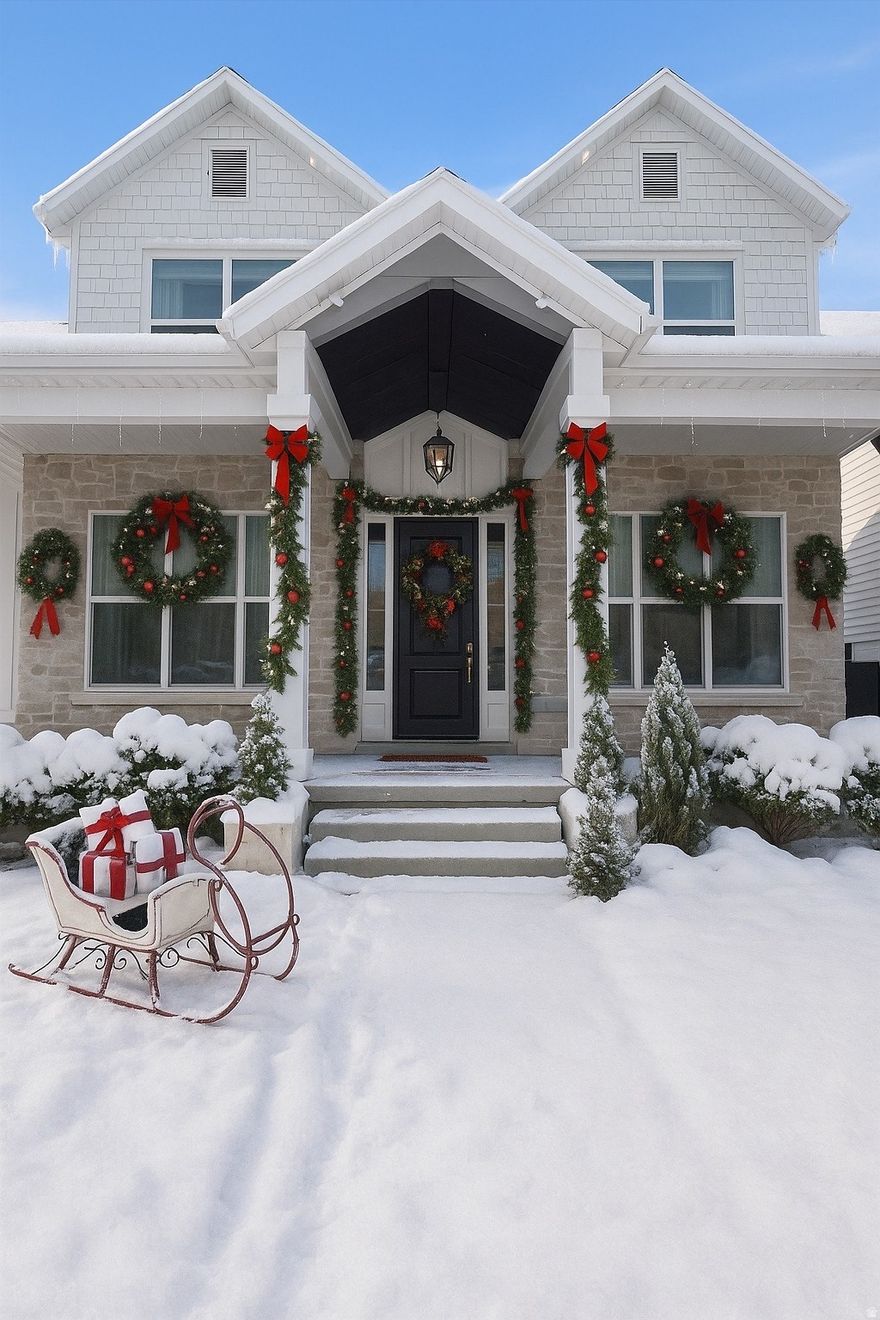 Luxury Living with Breathtaking Mountain Views in Mapleton, Utah  where luxury meets serenity. Nestled in a quiet neighborhood surrounded by breathtaking mountain views, this stunning residence offers the perfect balance of elegance, comfort, and convenience. Just moments away from golfing, hiking and biking trails, and a short drive to shopping, restaurants, and entertainment, this home truly has it all. Step inside and feel the luxury and warmth from the moment you enter. The vaulted ceilings and open floor plan create a grand yet inviting atmosphere. A dedicated office and a front sitting room provide ideal spaces for welcoming guests or working from home. The spacious family room features impressive vaulted ceilings, a cozy fireplace, and custom built-in shelving, seamlessly flowing into the gourmet kitchen. Here, you'll find an oversized island bar, a charming dining nook, and a walk-in butler's pantry, perfect for entertaining or family gatherings. Nearby are a half bath and multiple entrances, plus a convenient mudroom area. As you ascend the elegant staircase, a modern chandelier and open loft overlook capture the home's grand design. The upstairs bedrooms are spacious and beautifully appointed, featuring a custom bathroom with a separate vanity and private shower area. The owner's suite is a true retreat, with double doors, panoramic mountain views, and a luxurious spa-like bathroom featuring dual vanities, a European glass shower framed in black, a soaking tub, and a spacious walk-in closet. Downstairs is where the fun begins! The fully finished basement offers endless possibilities with plenty of space for games, movies, and entertainment. It also includes a bedroom, bathroom, laundry room, and kitchenette, plus a separate entrance-perfect for a mother-in-law apartment or potential ADU. This exceptional Mapleton home is more than just a place to live - it's a place to thrive as you create your lifestyle. Don't miss your opportunity to experience luxury living with a view.  Square footage figures are provided as a courtesy estimate only and were obtained from county record.  Buyer is advised to obtain an independent measurement.