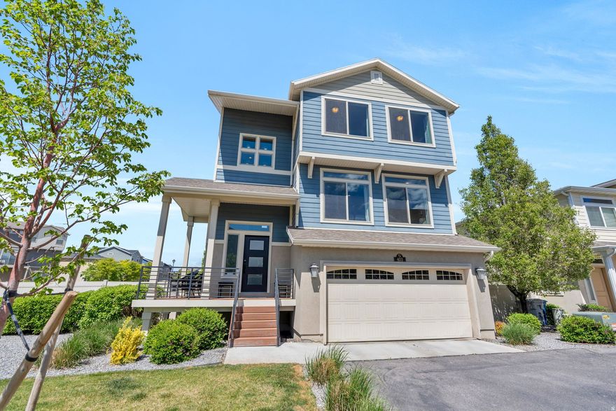 This charming American Fork home showcases a pristine location with immediate access to shopping, dining and proximity to the American Fork Canyon with biking, hiking, skiing, rock crawling, climbing and so much more! The great room greets and showcases ample space for greeting and entertaining guests while the South facing windows in the family room boast abundant natural light and gorgeous views of the Wasatch Mountain range! Fauxwood flooring courses throughout and the kitchen which includes a generous island, crisp cabinetry with crown molding, stainless steel appliances and gorgeous granite counters. Downstairs features a flex space offering immediate access to the lush backyard! Additionally, the basement includes a bedroom which offers flexible options for a home-office, exercise room, study space, library, guest room and more! Upstairs living space includes a spacious primary suite with an ensuite bathroom finished with double vanity sinks, granite tops, crisp cabinetry, a custom euro shower and a sizeable walk-in closet! There are two additional upstairs bedrooms which are spacious and filled with abundant natural light! As an added feature the home has a tankless water heater, which offers unlimited hot water. This prime location in American Fork won't last long, schedule a tour and come see this gorgeous home while it's available!