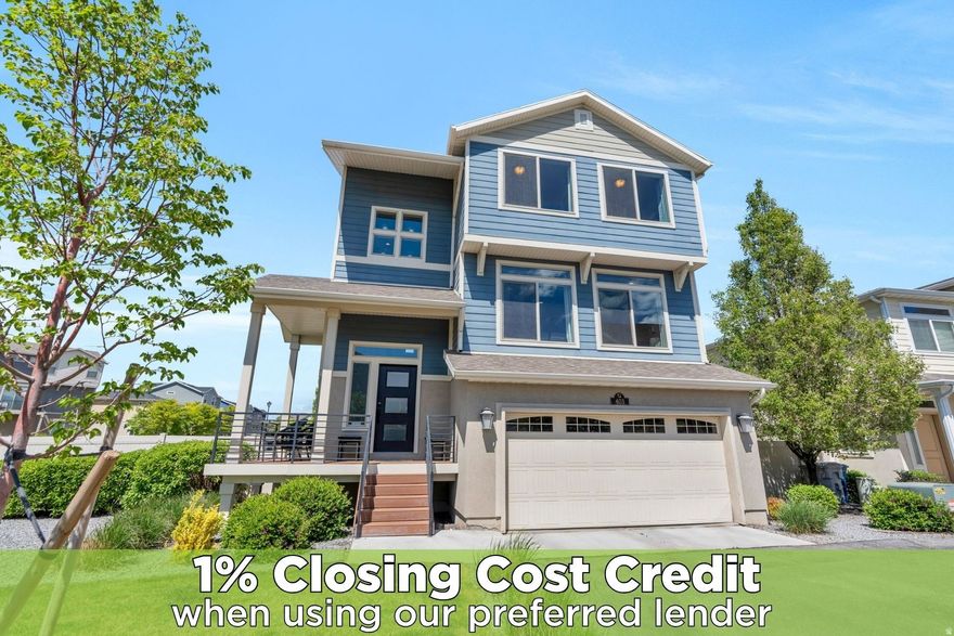 This charming American Fork home showcases a pristine location with immediate access to shopping, dining and proximity to the American Fork Canyon with biking, hiking, skiing, rock crawling, climbing and so much more! The great room greets and showcases ample space for greeting and entertaining guests while the North facing windows in the family room boast abundant natural light and gorgeous views of the Wasatch Mountain range! Fauxwood flooring courses throughout and the kitchen which includes a generous island, crisp cabinetry with crown molding, stainless steel appliances and gorgeous granite counters. Downstairs features a flex space offering immediate access to the lush backyard! Additionally, the basement includes a bedroom which offers flexible options for a home-office, exercise room, study space, library, guest room and more! Upstairs living space includes a spacious primary suite with an ensuite bathroom finished with double vanity sinks, granite tops, crisp cabinetry, a custom euro shower and a sizeable walk-in closet! There are two additional upstairs bedrooms which are spacious and filled with abundant natural light! This prime location in American Fork won't last long, schedule a tour and come see this gorgeous home while it's available!