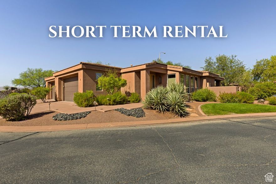 Approved Short Term Rental in a Gated Entrada Community- Lava Falls! 9.8 out of 10 rating on VRBO with a great track record. Beautiful one level home with 2 bedrooms, 2 bathrooms and a 2-car garage with epoxy floors. Great layout with multiple covered patios featuring red rock views, spacious great room with a gas fireplace, nice dining area with red rock views, excellent primary suite with its own patio, private community pool, spa and bathrooms are across the street exclusively for Lava Falls residents, plus the future owner will have a social membership at Entrada that will allow them to enjoy full access to the state of the art clubhouse amenities- fitness center, indoor/outdoor pools, spas, pickleball courts, restaurant, etc. Monthly fees are as follows: $296 for Lava Falls, $220 for Social Membership plus $800 a year at the resort restaurant. Personal items and two recliners in the great room to be excluded. *All information deemed reliable but not guaranteed, buyer to verify all.