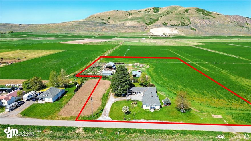 Discover Your Dream Rural Retreat: Rare 5.5-Acre Duplex in Trenton!  Imagine waking up to the serenity of country living on your own expansive 5.5 acres, complete with a thriving alfalfa stand, barn, hay shed, corrals, and 4 shares of West Cache Irrigation-perfect for raising horses, livestock, or embracing a fulfilling farm life. This versatile property offers the best of both worlds: a peaceful owner-occupied home with built-in rental income from the back unit to help offset your costs. The spacious front unit (3 bedrooms, 1 bath, 1-car garage) is move-in ready, freshly updated with brand-new carpet and paint throughout-previously rented for $1,450/month, it's now vacant and waiting for you to make it your own. Meanwhile, the cozy back unit (2 bedrooms, 1 bath, 2-car carport) is already leased at $1,300/month, providing steady income while you enjoy your rural haven. Plus, an additional unused Trenton City water hookup adds even more potential for expansion or customization. Whether you're dreaming of tending to your animals, growing your own feed, or simply enjoying the wide-open spaces, this gem is ideal for homeowners seeking a self-sustaining farm lifestyle. Don't miss this unique opportunity to live, work, and thrive on your terms!