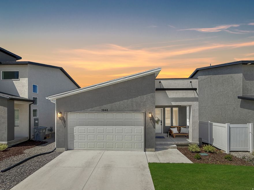 ** OPEN HOUSE: Saturday 5/9 from 11:00 to 3:00 ** Tucked into the base of the Mapleton mountains, this newer construction modern rambler offers a rare combination of views, access to outdoor recreation, and future upside-all at a compelling price point. From the moment you walk in, the home opens up into a bright, open-concept layout where the kitchen, dining, and living spaces flow seamlessly together. The design allows you to see straight through the home, creating an airy feel with natural light that carries throughout the main level. Window blinds have already been installed throughout, adding both privacy and convenience from day one. The main floor features three bedrooms and two bathrooms, including a comfortable primary suite with its own private bath. Downstairs, the unfinished basement provides a clear opportunity to expand-easily accommodating two additional bedrooms, a bathroom, a large living area, and ample storage as your needs grow. Outside, the backyard is a blank slate, with neighboring fencing already underway-making it easier to finish and customize over time without starting from scratch. Located in South Mapleton, the home offers a quieter, residential feel while still maintaining quick access to everyday essentials and recreation. You're just minutes from multiple city parks, a brand-new city pump track, and upcoming park amenities including soccer fields and playgrounds. Outdoor opportunities are right at your doorstep, with easy access to hiking and biking trails, Spanish Fork Canyon, and the Spanish Fork Reservoir. Golf courses like Spanish Oaks and Hobble Creek are also just a short drive away. Schedule your showing today! Square footage figures are provided as a courtesy estimate only and were obtained from the building plans. Buyer is advised to obtain an independent measurement.