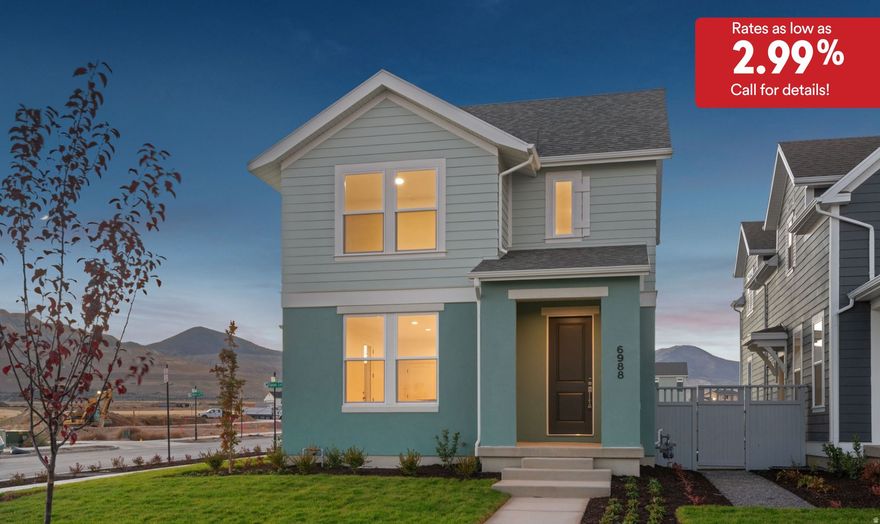 **Rates as low as 2.99% with our preferred lender!! (call for details)** Say hello to the Trenton-a spacious and thoughtfully designed home on a beautiful corner lot with plenty of yard. This home sits just around the corner from the watercourse, and a short distance from the Covehouse and other Daybreak amenities! Inside, you'll love the tall ceilings in the entryway tucked away from your living space and an upgraded railing giving it an even more open feel. Enjoy abundant light with large windows in the kitchen. The half bath on the main floor and garage coat closet add everyday convenience. Upstairs, the vaulted primary bedroom feels open and relaxing, with double vanities and a sleek walk in shower. Designer upgrades throughout include beautiful stacked cabinets with pull-out trash can drawers, upgraded flooring, light fixtures, and hardware. You'll have room for future expansion in the unfinished basement, it even has soft water already roughed in! Plus, with a 2-year builder warranty and a 10-year structural warranty, you'll enjoy lasting quality and peace of mind for years to come! Schedule a showing today and don't miss the opportunity to own this beautiful home in Daybreak! ***Model Home Sales office located at: 6656 W Key Largo Way. Buyer and buyer's agent to verify all information.