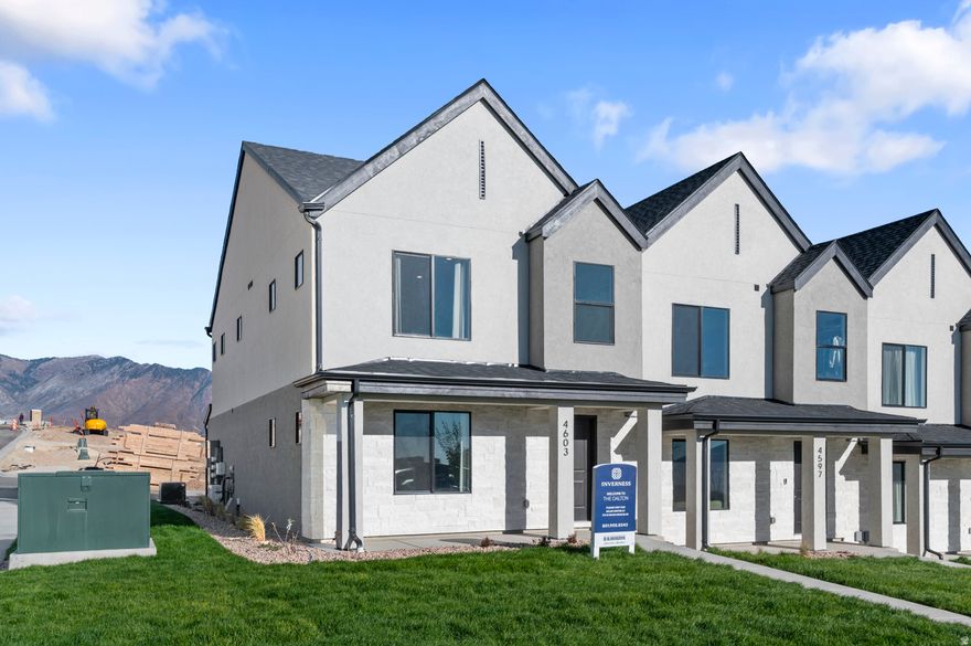 Welcome to Inverness where you have views all around! Located on the foothills in East Lehi with amazing views sits a new home community like no other. Close to schools, shopping, dining, highways and the silicon slopes you can get where you need to be quickly. Ready for closing in April, this Dalton townhome is just the right price. Home includes an open layout with quartz countertops, stainless appliances, laminate flooring and so much more. Ask me about our generous home warranties, active radon mitigation system and Smart Home package which are all included in this home. SPECIAL INTEREST RATE! 30 year fixed rate and $4,000 towards closing costs using our preferred lender. Actual home may differ in color/material/options. Pictures are of finished homes of the same floor plan and may contain options/upgrades/ decorations/ furnishings not available at the advertised price. No representation or warranties are made regarding school districts and assignments; conduct your own investigation regarding current/future school boundaries. Buyer to verify all information. Sales office hours are Monday, Tuesday, Thursday, Friday, and Saturday from 11:00am-6:00pm. Wednesday from 1:00pm-6:00pm.
