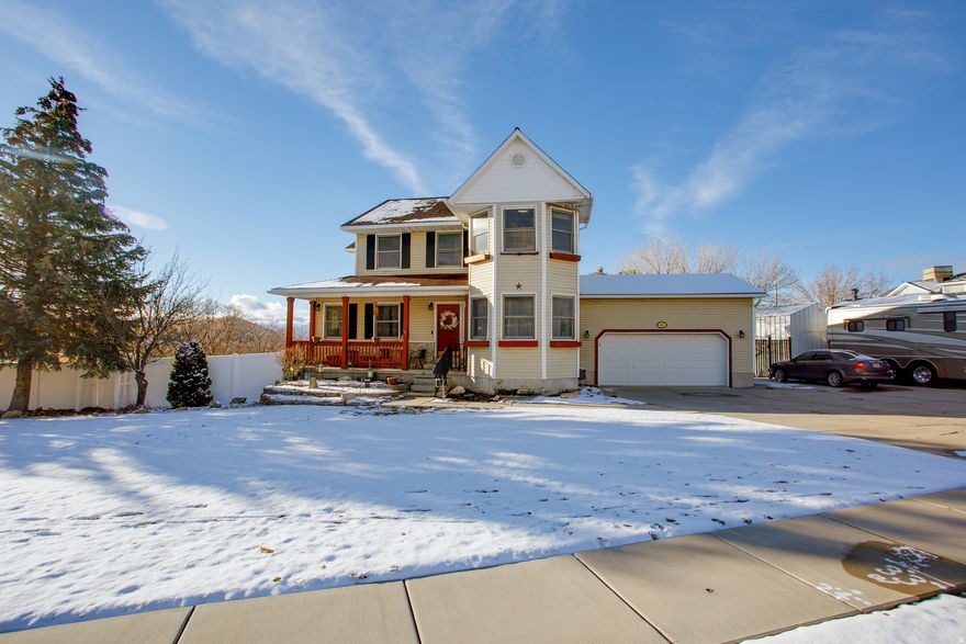 Take it all in! 2 stories & walk out basement FULL of Tooele's  east bench views, southeasterly facing and backing the Skyline Nature Park, makes for clear view of sunrises and  sunsets over the Stansbury Mountains. An abundance of viewing options; covered front porch, deck and patio..and so many  windows!  The view of the inside is just as awe inspiring. Formal sitting  area or den/office area and a family room flows into a newly remodeled kitchen '19 with eat-in island bar,granite countertops, stainless steel appliances (brand new gas range/oven), apron sink, pantry/storage cabinets, and new solid surface lvp flooring throughout main floor. Three bed and 2 bath comprise the second story.  Master bedroom easily  accommodates king size furniture and boasts a reading/office/nursery/dressing room space with walk-in closet  and master bath adorned with  double vanity/corner jetted tub and separate shower.  Secondary bedrooms  are spacious and have a sweeping view of the valley  below. 2nd floor main bath has been updated  with a new tub surround.  Daylight basement boasts a massive great room (a perfect flex space, room for projects, play ,or a place for pause). Plumbed for a kitchenette or small kitchen. With its own walkout entrance, this could be an ADU or mother-in-law solution.  Basement is completed with bedroom, bath & laundry/utility room.  New lvp flooring was added  '24.   New A/C  '16, new  furnace  '18,  new water heater '24, and evaporative cooler is still intact but has never been used.  Outdoor living spaces are secluded by the natural oak brush and privacy fencing.  Mature trees and perennials surround the manicured lawn (full auto sprinkler system).  Ample parking for RV or trailers/extra vehicles next to the attached garage or off of Skyline Dr on gated/concreted pad. Simply Stunning - home, property, location & view.  Convenient distance to elementary school, and a short & straight 1.5 mile commute to Main St. Tooele.  Enjoy the community trail systems and access to Settlement & Middle Canyon.  Experience for yourself!