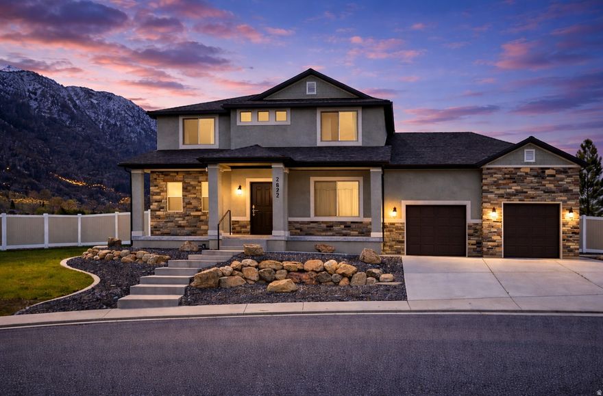 Welcome to 2622 Oakridge Dr, Mountainside Retreat in The Oaks. Views, Privacy & Adventure. 4 Bedrooms, Ofice, 3.5 Bath, 1/3 Acre, RV Parking. Backs directly to protected city & BLM land with no rear neighbors and unobstructed views of Mt. Timpanogos, Mt. Nebo, and Utah Lake. Engineered hardwood, plush carpet, neutral tones. Chef's kitchen with large island, gas range, stainless appliances, and pantry. Spacious primary suite with private deck, jetted tub, double vanity, and custom walk-in closet. Rare 3-zone high-efficiency HVAC system. Basement: 40% finished with bedroom & bathroom; framed for expansion (instant equity potential). Outdoor Living: 12' custom waterfall with underground basin, drip irrigation, and pre-wired lighting. Bonus Features: Chicken coop, garden beds, playground, gas firepit stub. 2-car garage, RV parking with hookups, ample off-street parking. Ring doorbell, Rachio irrigation, & smart thermostat.  Minutes to trails, reservoir, parks & SF golf course.