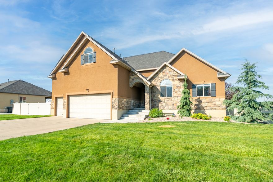 Spacious 8 bed, 5 bath home in West Kaysville with a newly finished walkout basement with kitchen and separate washer/dryer hookups-ideal for a mother-in-law apartment. Recent updates include paint, carpet, and laminate flooring all within the last 5 years. Features a beautifully remodeled kitchen with professional-grade appliances, LVP flooring, paid off solar panels, and fresh finishes throughout. Enjoy an awesome deck, swing set, and in-ground trampoline on a .31-acre lot. Located in a fantastic neighborhood with top schools and low HOA. Roomy, updated, and ready for new owners! Square footage figures are provided as a courtesy estimate only and were obtained from previous listing. Buyer is advised to obtain an independent measurement.