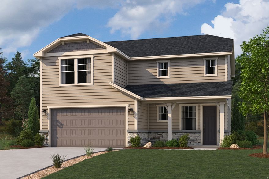 Homesite #26 - The Silver Lake at Pioneer Meadows showcases a spacious front porch that leads into an open-concept main floor. The great room, dining area, and kitchen create the perfect space for gatherings. Upstairs, a cozy loft connects the home's three bedrooms, full laundry room, and second full bathroom. The primary suite stands out with a separate shower and tub, double vanity, private water closet and expansive walk-in closet. Projected to be completed Feb 2026.