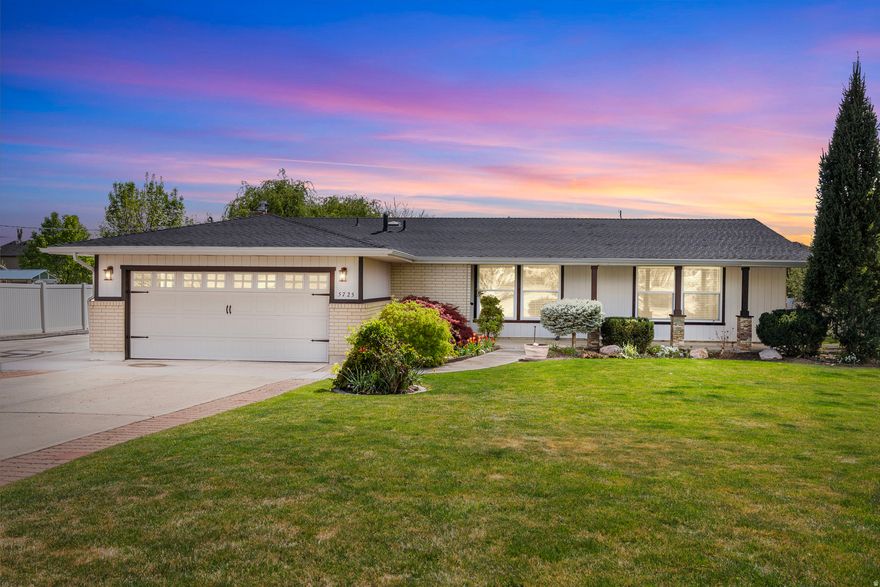 Come see this spacious rambler in the heart of Highland! Perfectly situated with easy access to schools, shopping and more. This beautiful home features 2 primary suites on the main level, an updated kitchen and hardwood floors. The main primary bath has heated floors for those cold mornings. Enjoy quiet evenings, mornings and the Utah Seasons in the cozy sunroom. There is a bedroom and a great room in the basement with a walk out and there is room to grow adding an additional bedroom and a bathroom. The large yard has fruit trees and a designated garden area.  There is plenty of storage in the basement and in the outdoor shed. The solar panels come close to eliminating your electric bill all together. Schedule a showing today! Buyer and buyers agent to verify all.