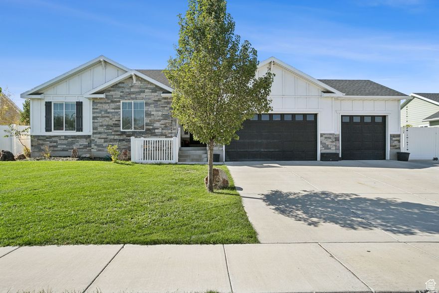 Welcome home to Hunter Spring Drive! This home offers the perfect blend of convenience and comfort! Inside, discover the expansive open spaces, soaring vaulted ceilings and modern finishes. Thoughtfully designed floor plan includes 5 beds, 4 baths & intentional gathering spaces. The gourmet kitchen is a dream with the gas cooktop, prep-island, & plenty of storage. The expansive primary suite, two extra bedrooms, two bathrooms and a laundry room round out the main floor. Downstairs, in the fully finished basement, there is a second primary ensuite, a large bedroom & bathroom, and a tiered theatre room. Outside enjoy the open patio, fire pit, mature fruit trees, garden boxes, RV parking, storage shed, hot tub & fully fenced yard. This is a true rarity in WVC! Buyer to verify all information.