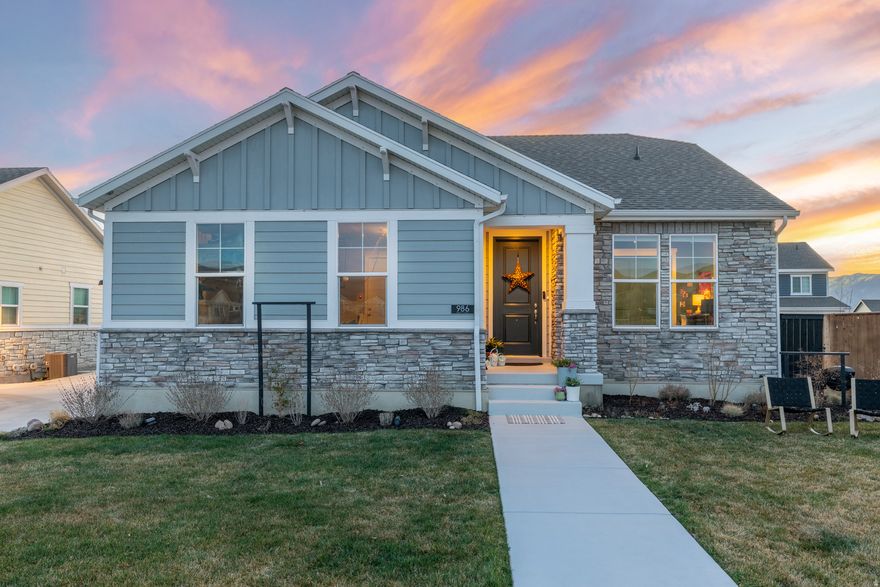 Welcome to one of Heber Valley's most coveted neighborhoods--Cottages At Old Farm. This stunning 2023-build is the Parleys floor plan offering 2,845 sq ft of beautifully appointed living space with modern finishes throughout. Three to 5 bedrooms: 2 finished upstairs, 1 finished downstairs, and 2 partially finished downstairs.  Features include: Great Room, quartz countertops, kitchen island with breakfast bar, stainless steel gas appliances, laminate hardwood floors, gas fireplace, 2-tone paint, brushed nickel hardware, walk-in closets and partially finished basement. The daylight basement offers a large entertainment space, bathroom, three bedrooms, office space. The fenced backyard is an entertainer's dream with an outdoor BBQ area ready for your finishing touches. Enjoy the gorgeous park directly across the street with a sand volleyball court - maintained by the HOA for just $50/month.  2-car garage, energy-efficient build & holiday light outlets. Minutes from Jordanelle Reservoir, Deer Valley, & Park City. Top-rated Old Mill Elementary (#5 in Utah). Going fast - professional drone & video tour coming soon! Refrigerator excluded. Two part LENDER INCENTIVE: Buyer pays zero closing costs. Plus, Lender Credit toward lowering buyer's interest rate. Major financial advantage when working with Preferred Lender.