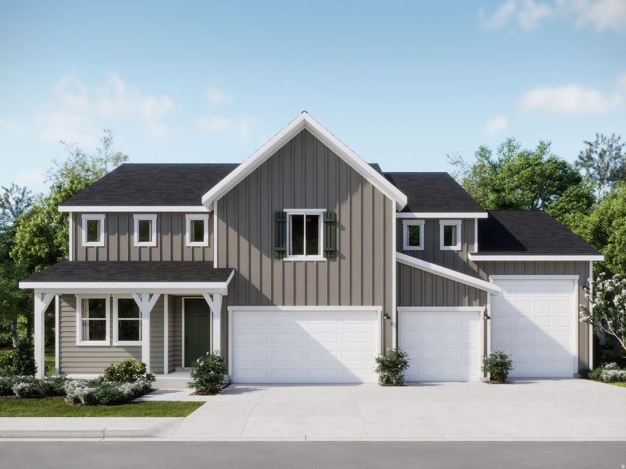 Brixton Park - 198 - Teton. Offering up to $20,000 towards closing costs when financing with our preferred lender. Estimated completion in May. This plan features 5 bedrooms, 3 bathrooms, a 4-bay garage that includes RV space, and a full unfinished basement! On the main floor, you will find a spacious family room, a large kitchen with white craftsman style cabinets, pale gray quartz countertops and stainless steel appliances including gas range and refrigerator, plus, a spacious guest bedroom and full bathroom. The second floor has 4 bedrooms including the owner's suite, and a secondary full bathroom. Square footage figures are provided as a courtesy estimate only and were obtained from builder. Buyer is advised to obtain an independent measurement. Interior photos are of same style of home but not actual home.