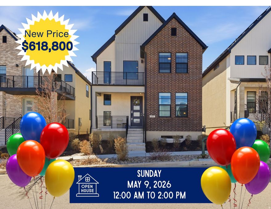 Located in the highly desirable Holbrook Farms community in Lehi, this beautifully maintained single-family home offers the perfect blend of modern, Scandinavian, and traditional design with exceptionally low-maintenance living. The open floor plan features 9-foot ceilings on the main level, a welcoming formal living room, and bright, connected gathering spaces ideal for everyday living and entertaining. The classic white kitchen is both stylish and functional, showcasing quartz countertops, stainless steel appliances, an efficient corner pantry, and a large center island perfect for hosting family and friends. The kitchen flows seamlessly into the dining area and spacious great room, creating a natural hub for gathering. Stylish black metal railings accent the staircase leading upstairs, where you'll find three bedrooms, including a romantic primary retreat with soaring vaulted ceilings and a private outdoor balcony. The spa-inspired primary bath offers a dual vanity, separate tub and shower, and a generous walk-in closet. For added convenience, the laundry room is also located upstairs near the bedrooms. The finished lower level provides a gigantic additional family room and bathroom, with space that could easily accommodate a fourth bedroom if desired. A convenient drop zone just inside the garage provides the perfect place for shoes, coats, and daily essentials. The home is nestled within the 680-acre Holbrook Farms master-planned community featuring a spectacular 33-acre park with a playground, outdoor ping-pong, picnic pavilions, cornhole, off-road cycling trails, sledding hills, multiple pickleball courts, and scenic walking paths. In addition to the main park, a clubhouse, swimming pool, and additional playground are located directly across the street from the home. Perfectly positioned for convenience, this property offers quick access to Thanksgiving Point, Traverse Mountain Outlets, and the Silicon Slopes tech hub. Style, comfort, and thoughtful design come together in this exceptional home, lovingly maintained by the original owners.
