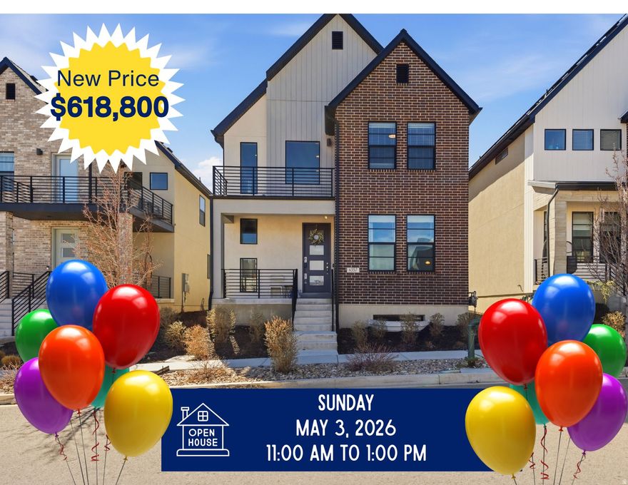 Located in the highly desirable Holbrook Farms community in Lehi, this beautifully maintained single-family home offers the perfect blend of modern, Scandinavian, and traditional design with exceptionally low-maintenance living. The open floor plan features 9-foot ceilings on the main level, a welcoming formal living room, and bright, connected gathering spaces ideal for everyday living and entertaining. The classic white kitchen is both stylish and functional, showcasing quartz countertops, stainless steel appliances, an efficient corner pantry, and a large center island perfect for hosting family and friends. The kitchen flows seamlessly into the dining area and spacious great room, creating a natural hub for gathering. Stylish black metal railings accent the staircase leading upstairs, where you'll find three bedrooms, including a romantic primary retreat with soaring vaulted ceilings and a private outdoor balcony. The spa-inspired primary bath offers a dual vanity, separate tub and shower, and a generous walk-in closet. For added convenience, the laundry room is also located upstairs near the bedrooms. The finished lower level provides a gigantic additional family room and bathroom, with space that could easily accommodate a fourth bedroom if desired. A convenient drop zone just inside the garage provides the perfect place for shoes, coats, and daily essentials. The home is nestled within the 680-acre Holbrook Farms master-planned community featuring a spectacular 33-acre park with a playground, outdoor ping-pong, picnic pavilions, cornhole, off-road cycling trails, sledding hills, multiple pickleball courts, and scenic walking paths. In addition to the main park, a clubhouse, swimming pool, and additional playground are located directly across the street from the home. Perfectly positioned for convenience, this property offers quick access to Thanksgiving Point, Traverse Mountain Outlets, and the Silicon Slopes tech hub. Style, comfort, and thoughtful design come together in this exceptional home, lovingly maintained by the original owners.