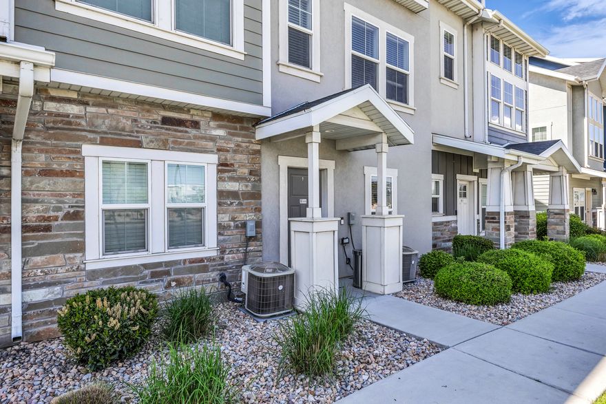 Beautiful 3-bedroom, 3-bathroom townhome in an unbeatable location near UVU! This well-maintained home features a bright, modern kitchen with wood cabinetry, stainless steel appliances. The open-concept floorplan offers spacious gathering areas, ideal for entertaining, while 9-foot ceilings throughout most of the home create an airy, expansive feel. Community amenities include a pool, hot tub, gym, clubhouse, tennis courts, and playgrounds. Located just a 2-minute walk to Megaplex, Topgolf, and numerous restaurants, with quick access to I-15, this home offers both convenience and fun right at your doorstep. Additional parking is limited to the attached 2-car garage. Owners may reserve an uncovered parking space for $140/month, and guest overnight parking is available through the community app. This beautiful home is move-in ready and a must-see! Square footage per county records; buyer to verify all information.